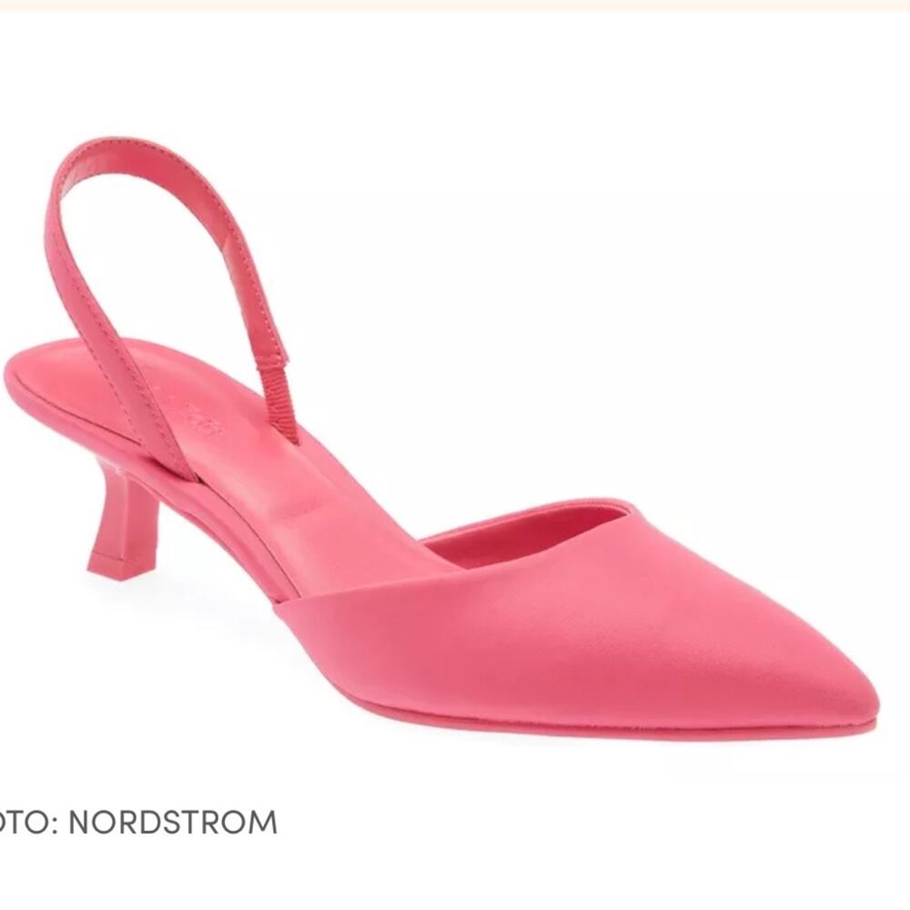 Open Edit Cammie Bright Pink Kitten Heel Bright Pink Slingback Pump, Size 6